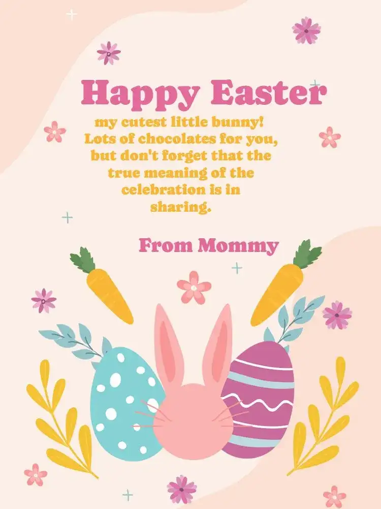 Delicate Floral Happy Easter Kids Card