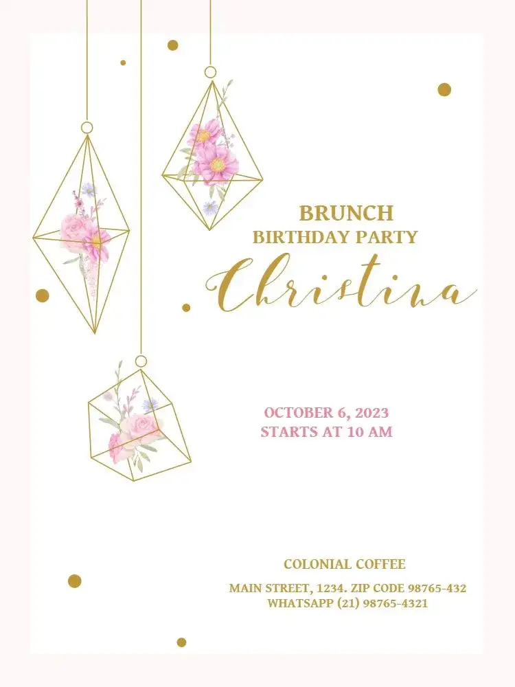 Invitation Delicate Geometric Party – Kids' Birthday Party theme delicate, geometric, floral, light pink, modern, feminine