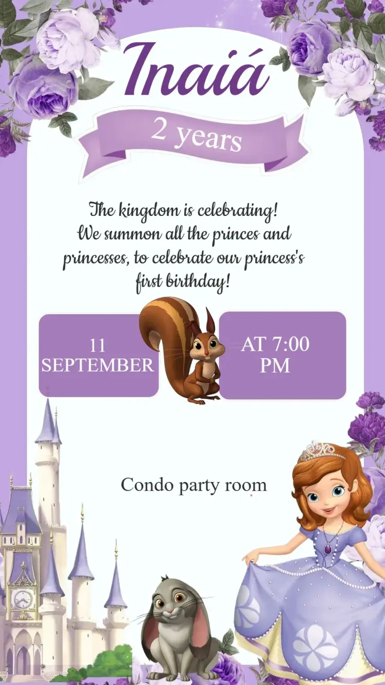 Princess Sofia Birthday Invitation