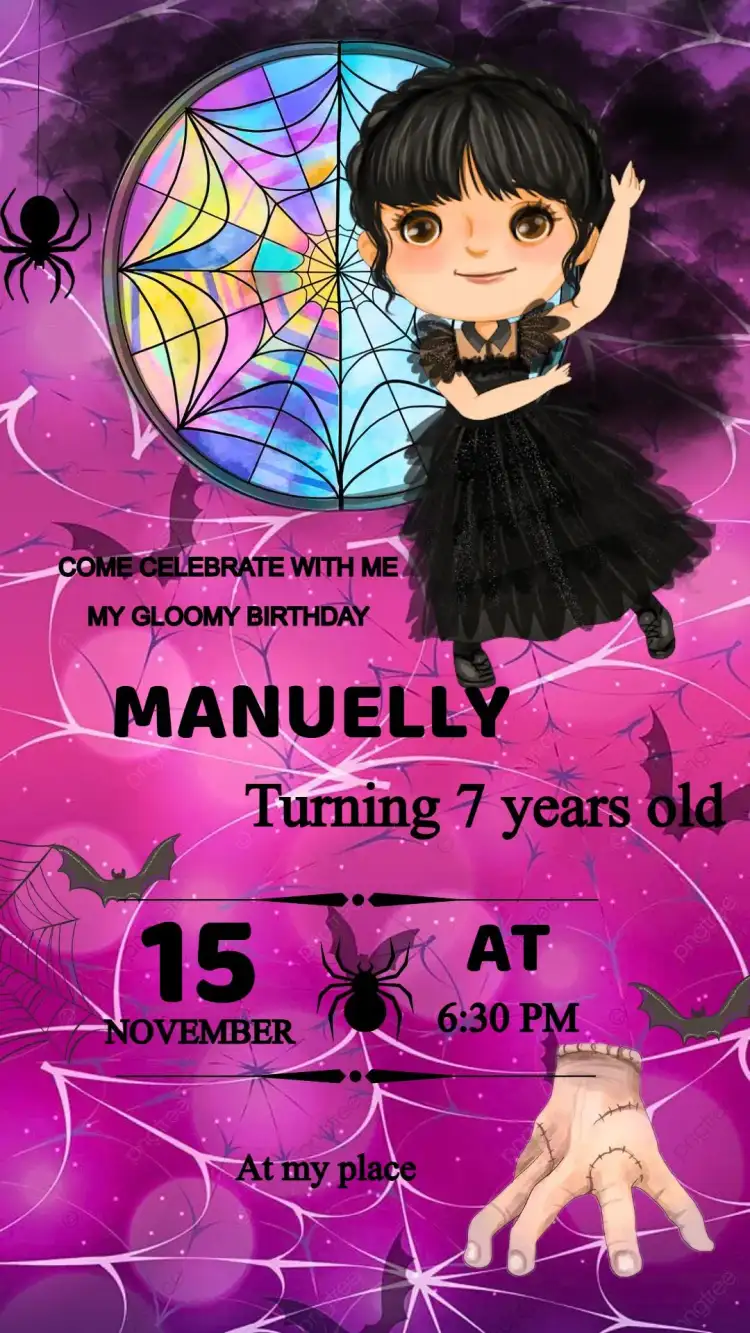 Wandinha's Black Birthday Invitation