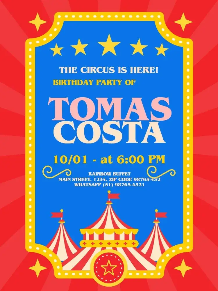 Red Playful Circus invitation