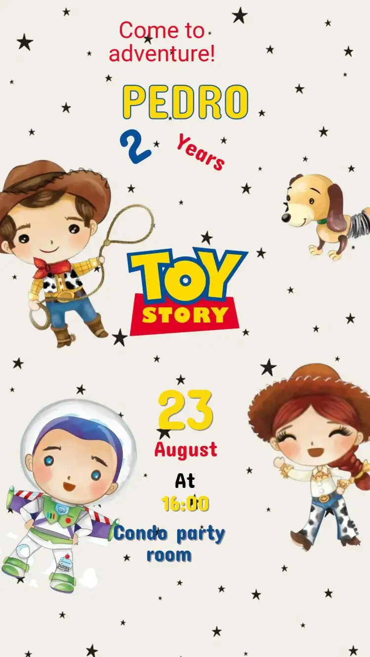 Invitation Toy Story Birthday Invitation – Kids' Birthday Party theme colorful, fun, children's games, movie characters, adventure, toys