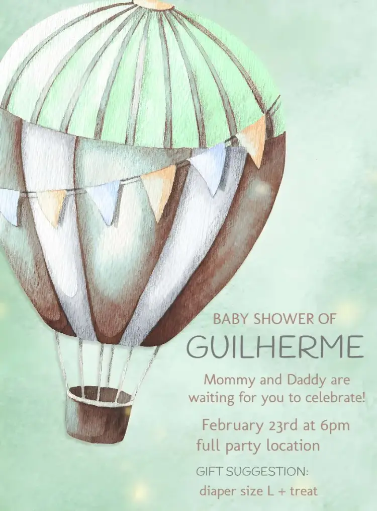 Balloon Gift Baby Shower invitation