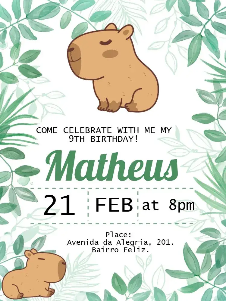 Cute Capybara invitation