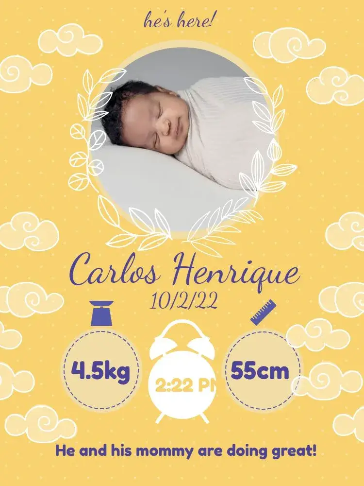 Baby Yellow Playful Birth Celebration Card invitation