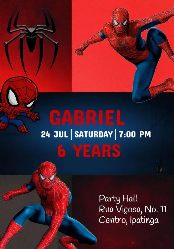 Invitation Spider-Man Into the Spider-Verse New – Commemorative Dates theme superhero-themed, modern-themed, colorful-themed, childish-themed, dynamic-themed