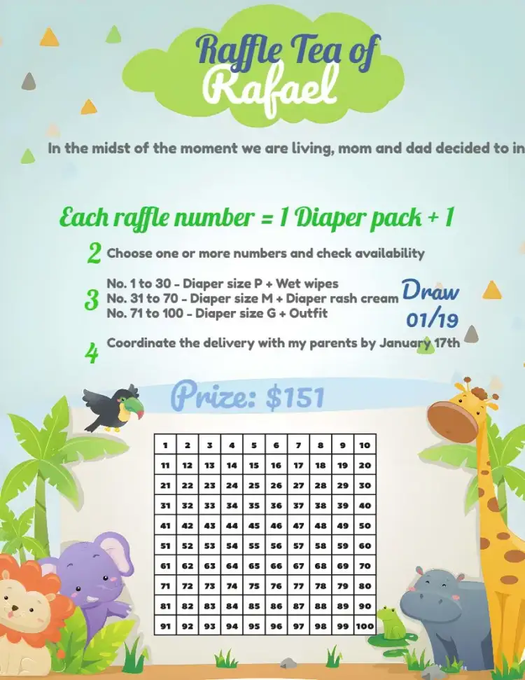 Invitation Safari Animals Raffle Tea – Raffle Tea theme safari, colorful, watercolor, fun, themed