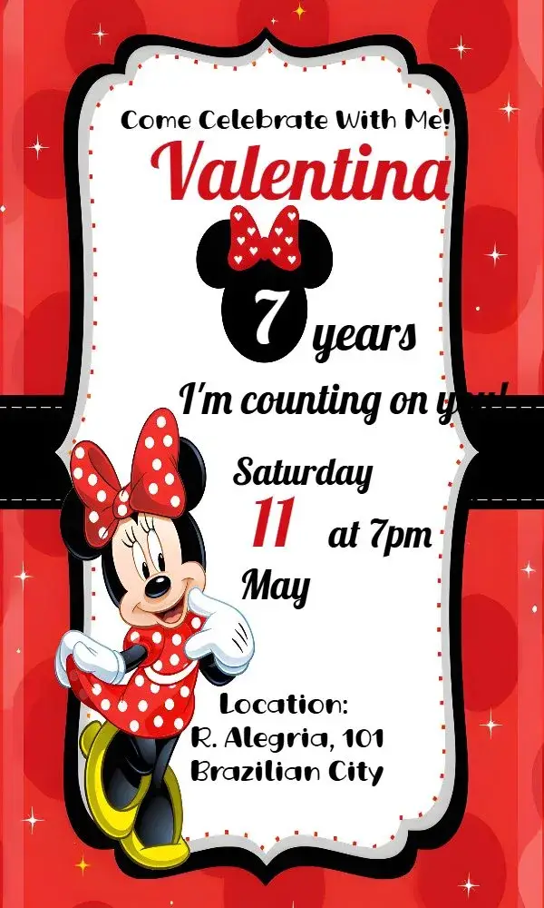 Minnie Mouse Heart invitation