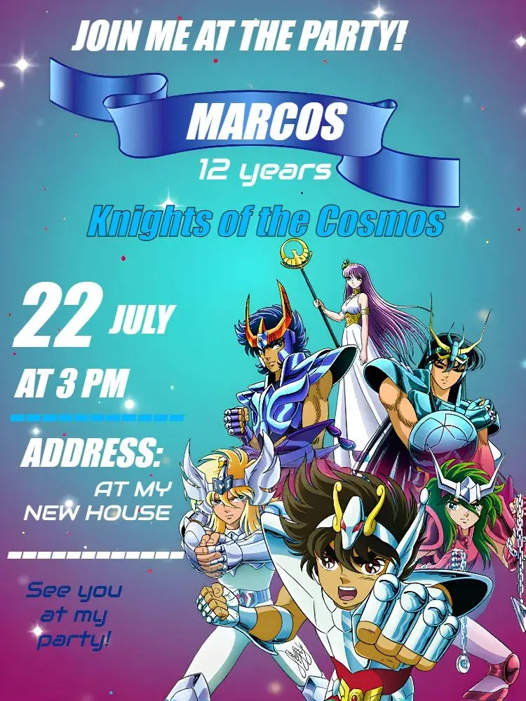 Saint Seiya Anime invitation
