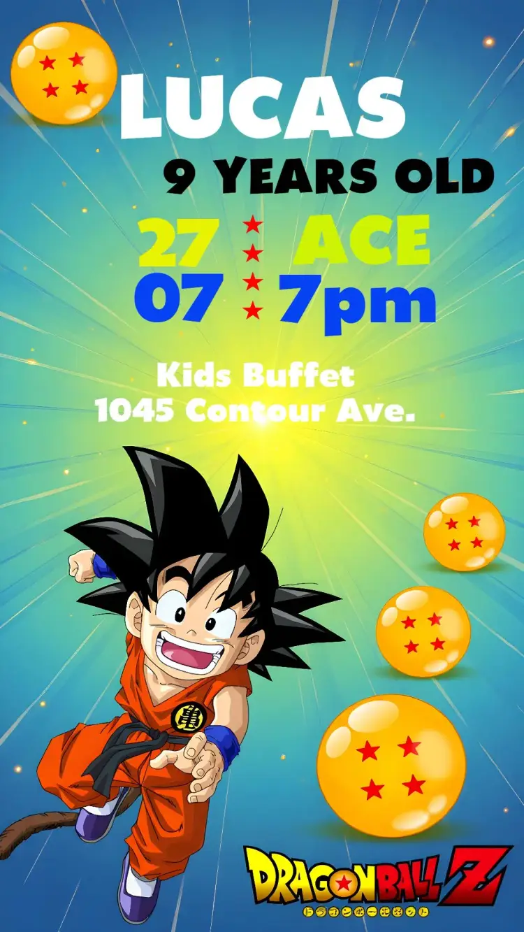 Dragon Ball Z Logo invitation