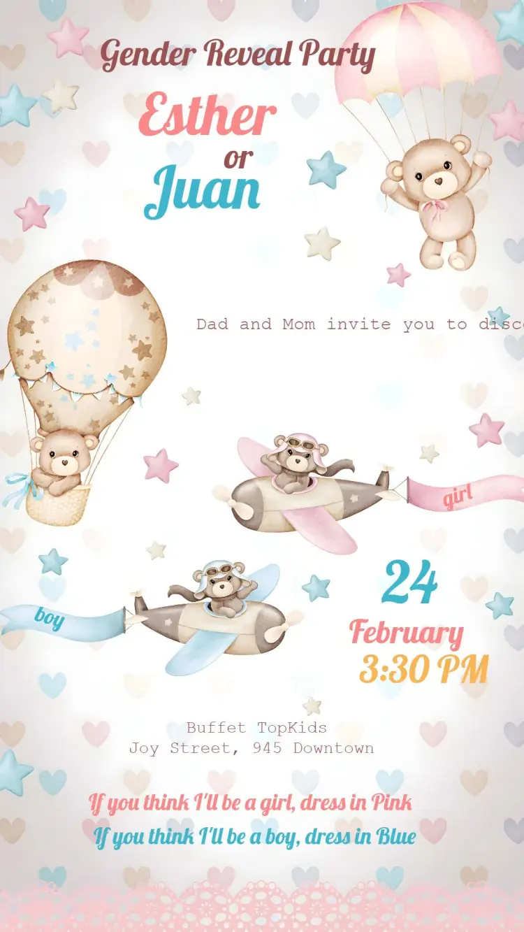 Teddy Bears Baby Shower Gender Reveal invitation