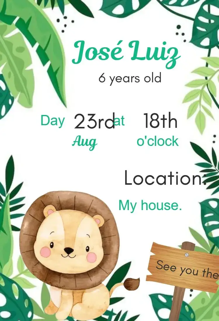 Safari Lion Invitation