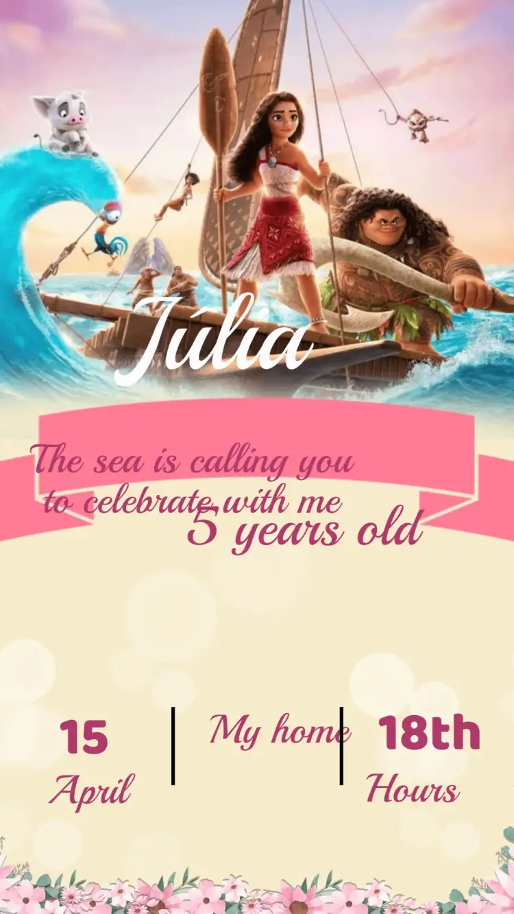 Invite Moana Birthday Invitation editable and customizable