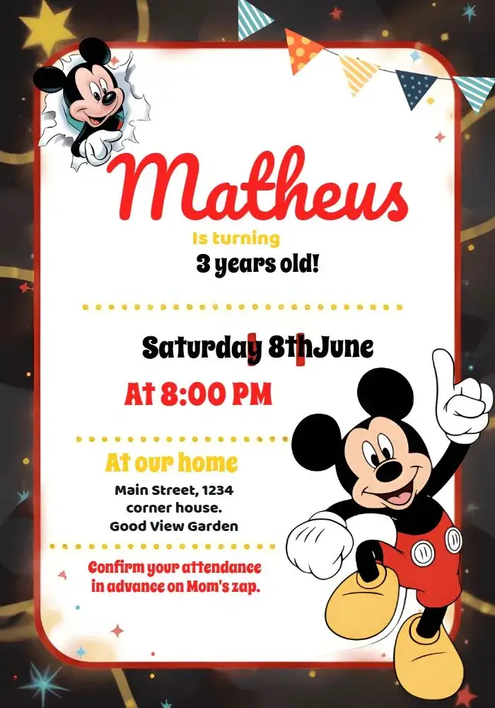 Mickey Mouse invitation
