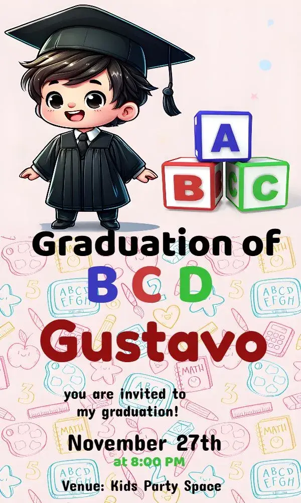 Blue Infant School Graduation Invitation