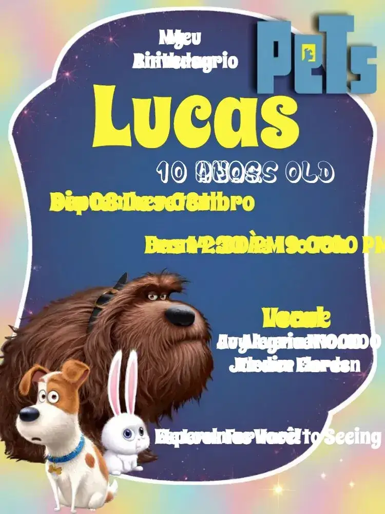 Invitation The Secret Life of Pets Green – Commemorative Dates theme fun, colorful, themed, modern, animals, youthful