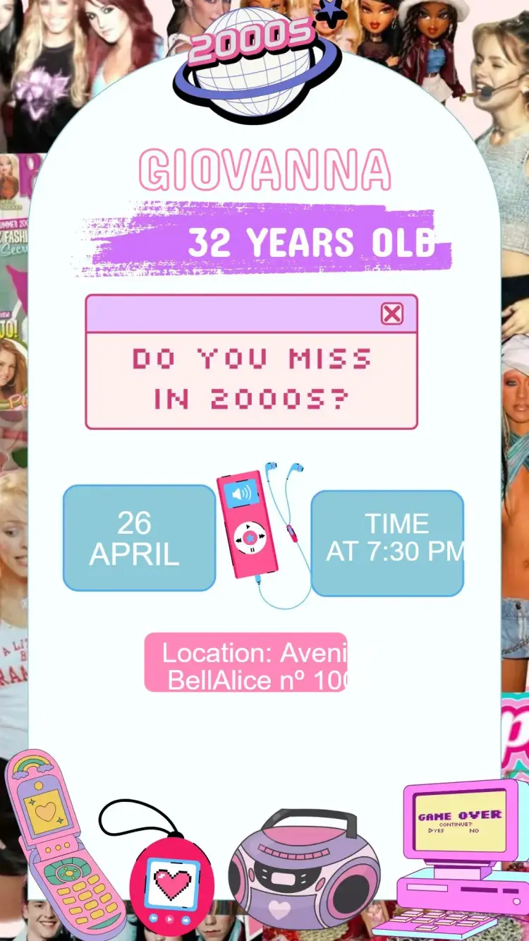 Invite 2000s Birthday Invitation editable and customizable