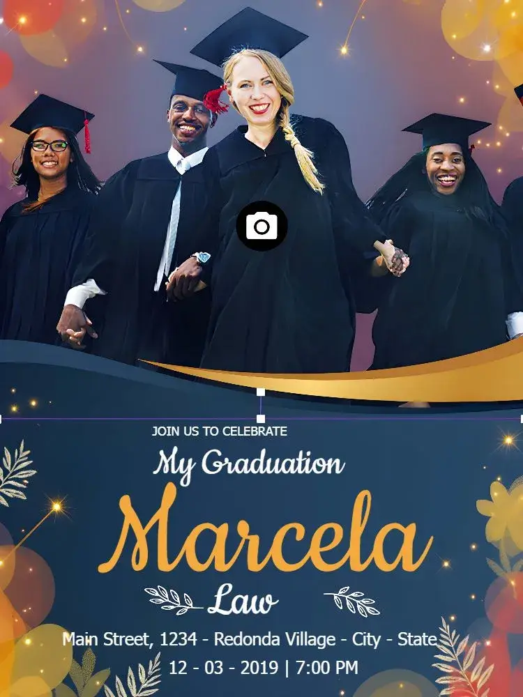 Invite Blue Photo Graduation editable and customizable