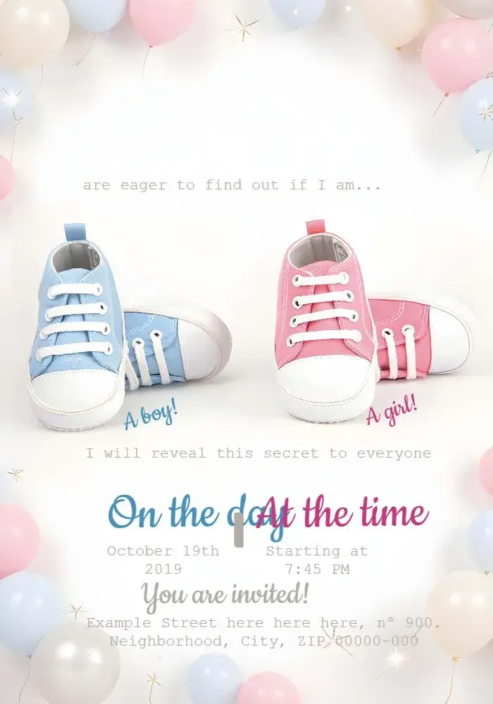 Gender Reveal Tea Party Boy or Girl White invitation