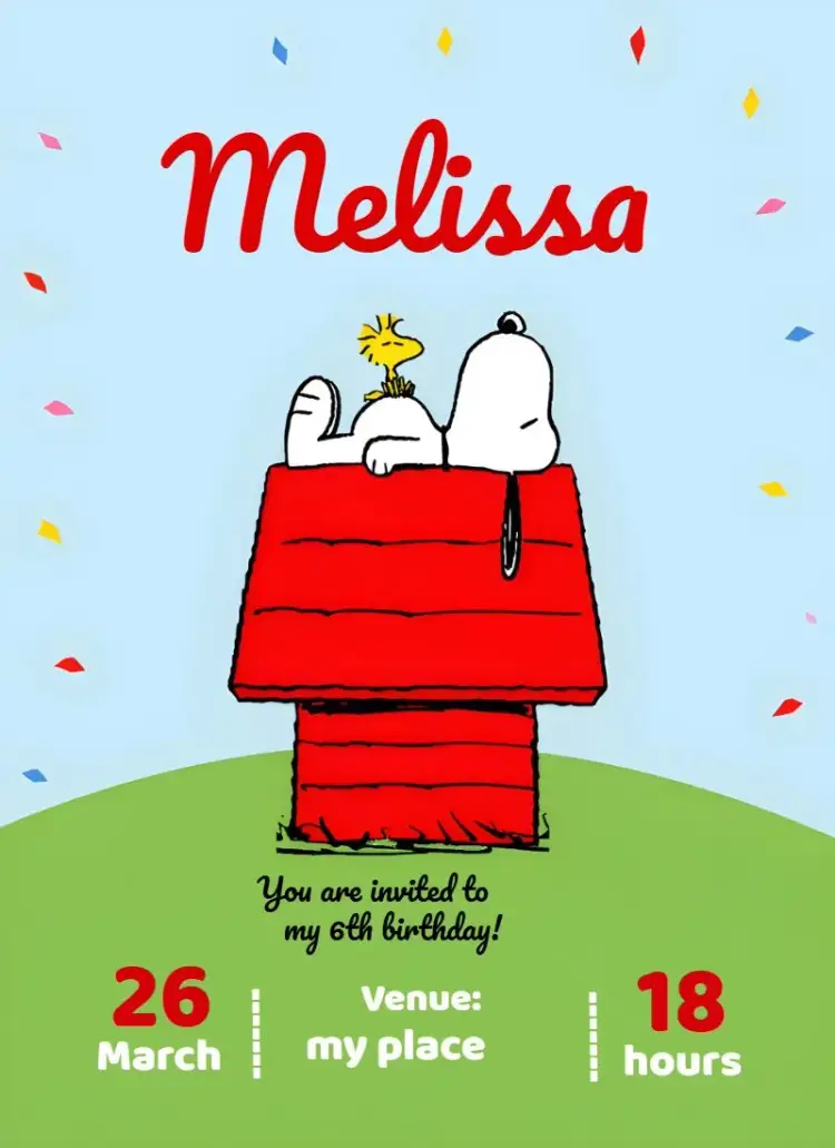 Colorful Snoopy invitation