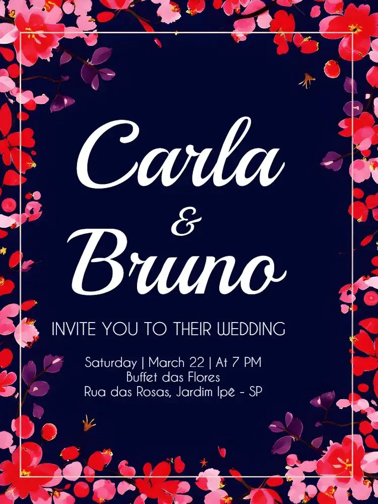 Invitation Red Floral Wedding – Wedding theme floral, romantic, elegant, modern, vibrant, sustainable
