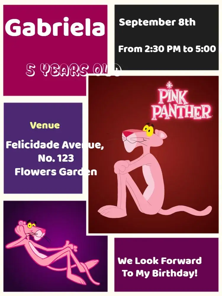 Pink Panther Gray invitation