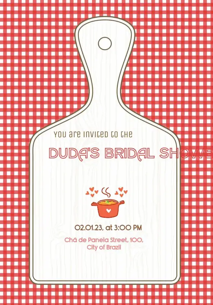 Invitation For Bridal Shower Board – Bridal Shower theme rustic, cozy, red, brown, white, plank