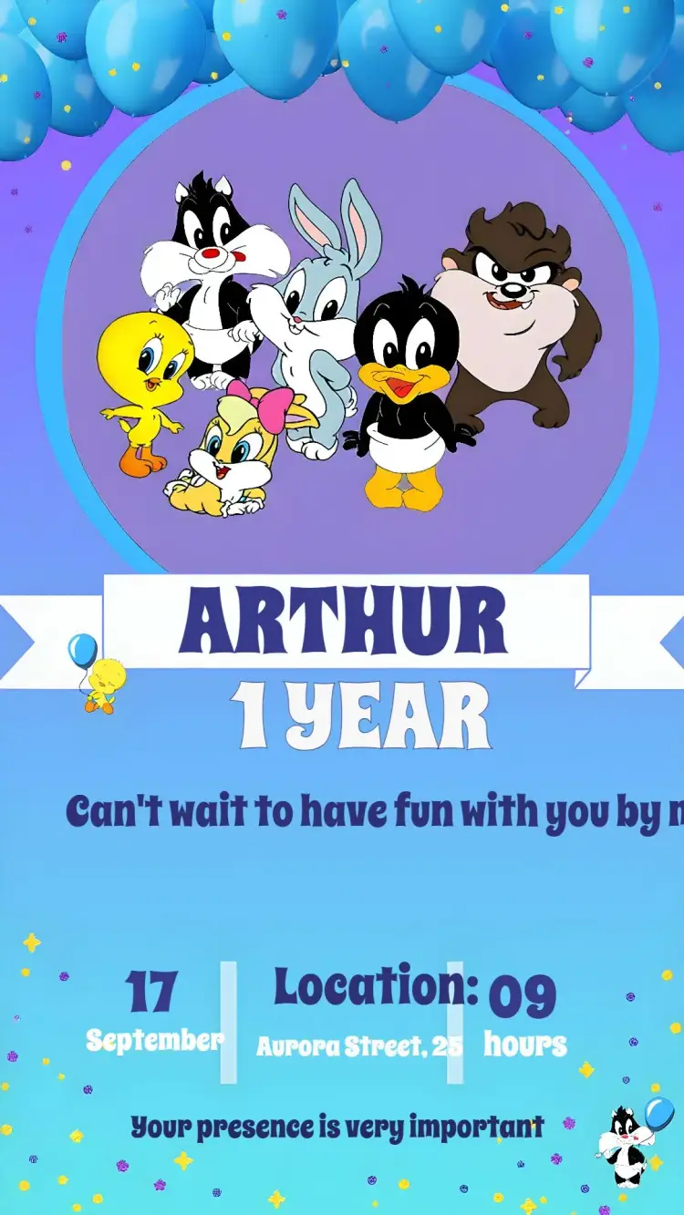 Looney Tunes Baby Tasmania invitation