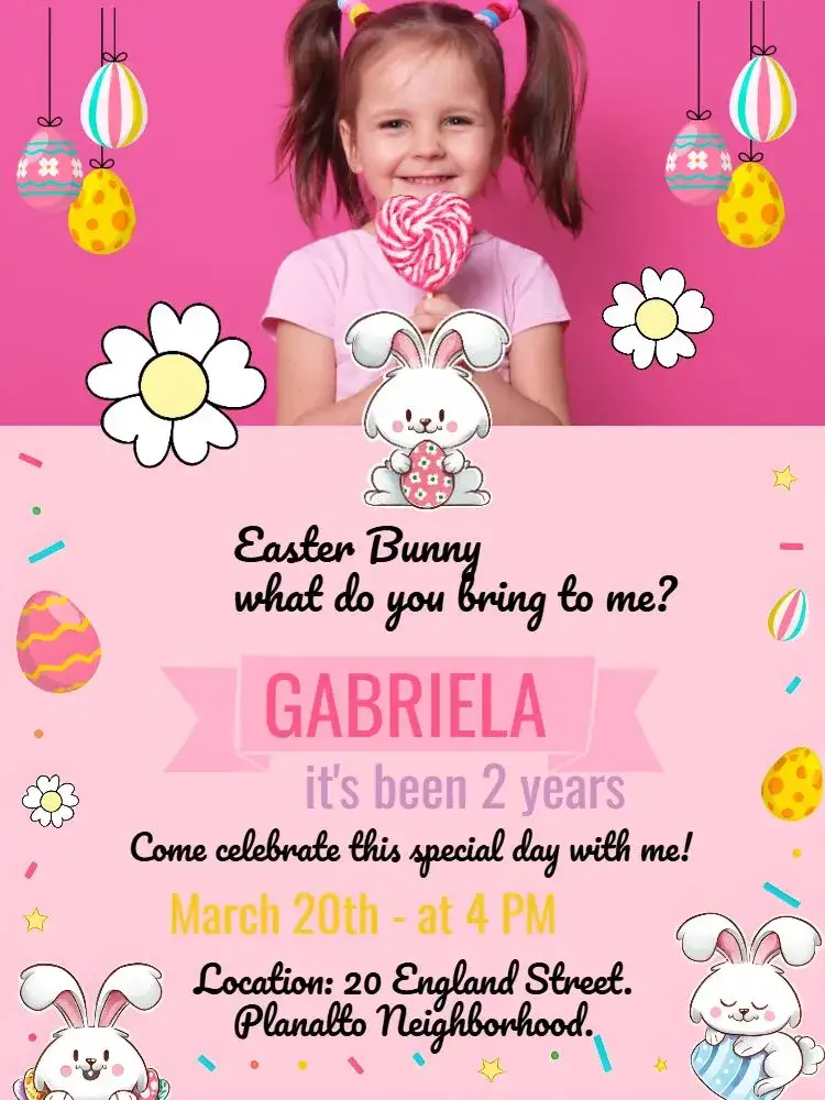 Invitation Easter With Green Photo – Commemorative Dates theme colorful, playful, fun, childlike, nature-themed, Easter