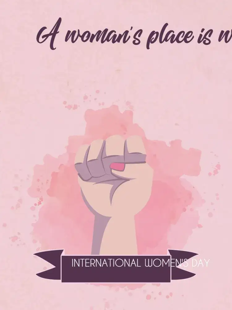Invitation Women's Day Freedom Card – Card theme pink, feminine, modern, minimalist, hand illustrations, symbolic graphic elements