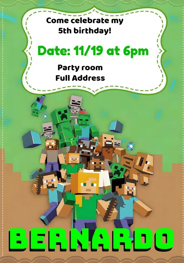 Brown Minecraft invitation