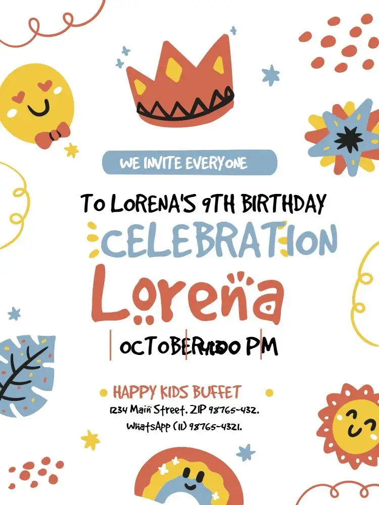 9 Year Colorful Boy invitation