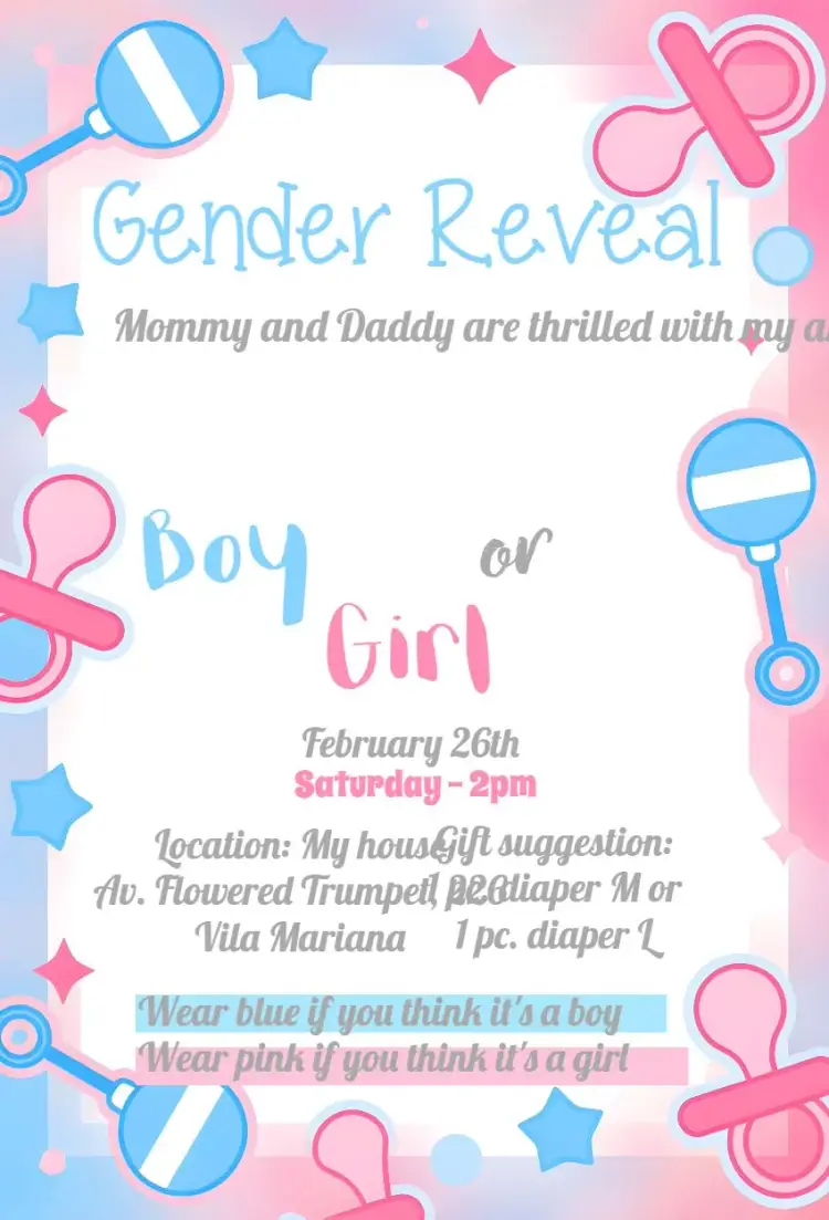 Boy and Girl Pink Gender Reveal Tea invitation