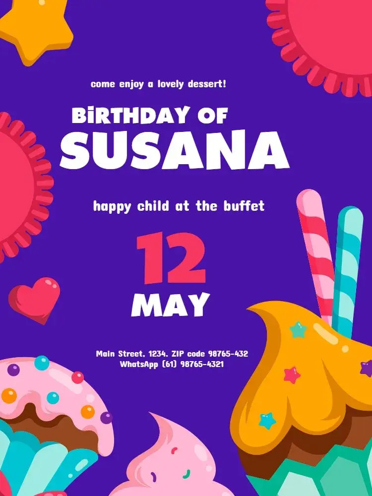 Colorful Children's Bakery Celebration invitation