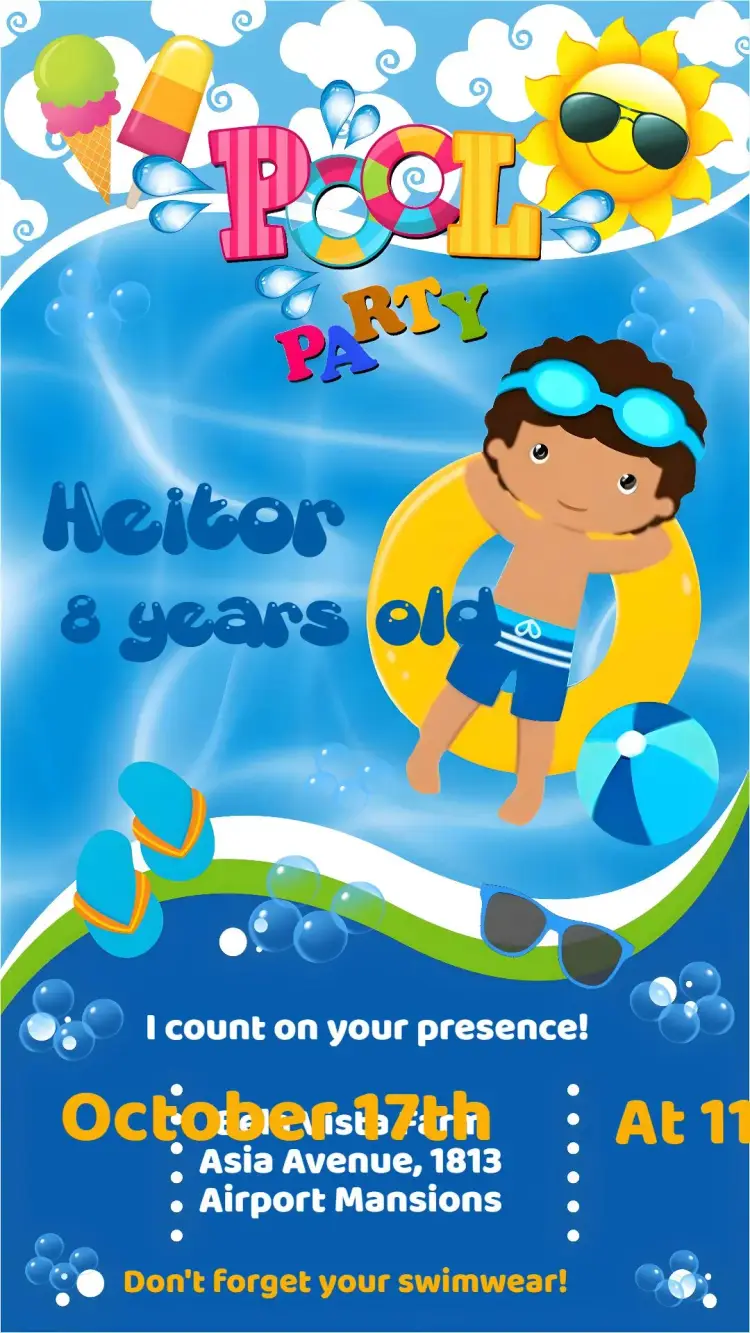 Invite Pool Party editable and customizable