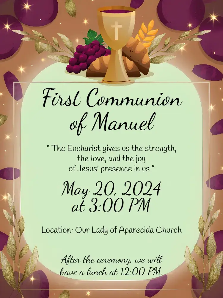 First Holy Communion Gold invitation