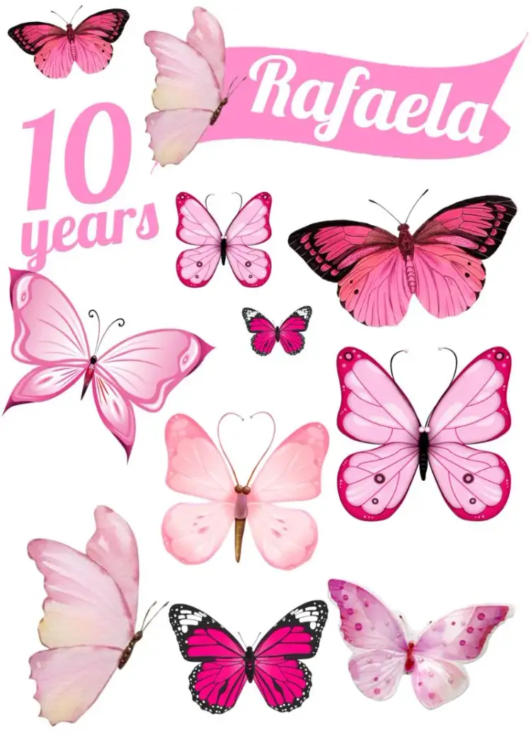 Invitation Top Butterfly Cake Pink – Cake topper theme delicate, colorful, playful, feminine, modern, cheerful