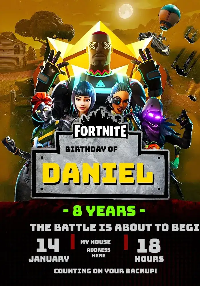 Purple Fortnite invitation