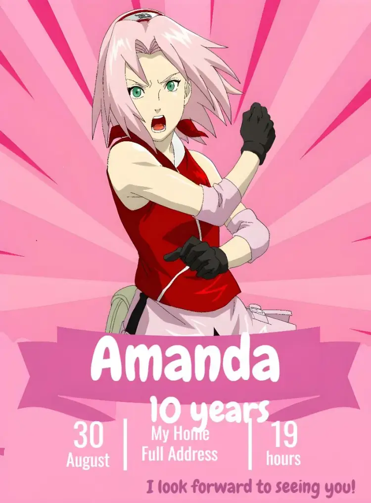 Sakura Naruto invitation