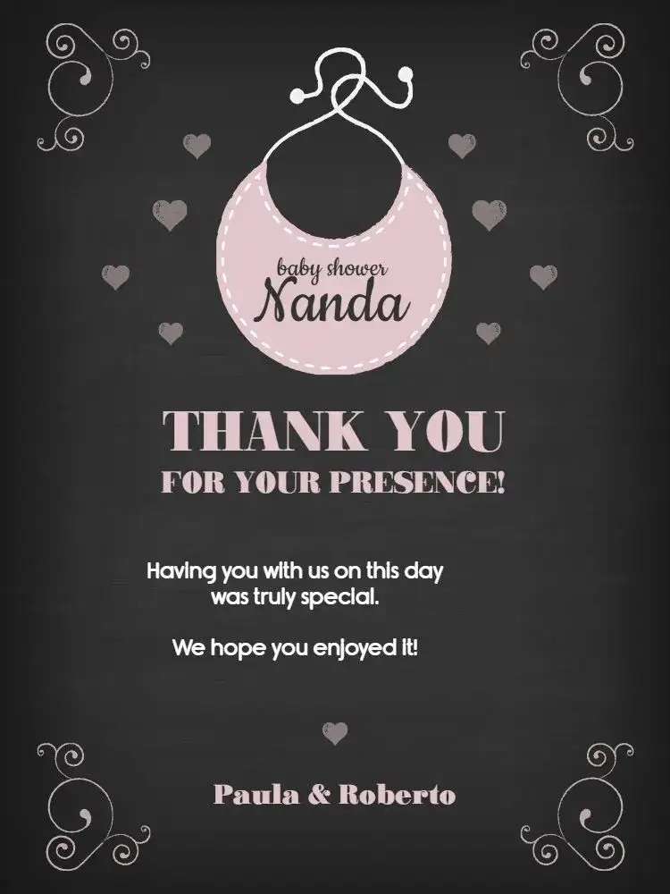 Thank You Card Baby Shower Dark Children's