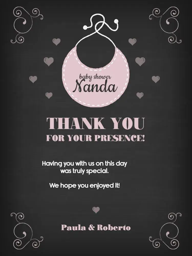 Thank You Card Baby Shower Dark Children's invitation