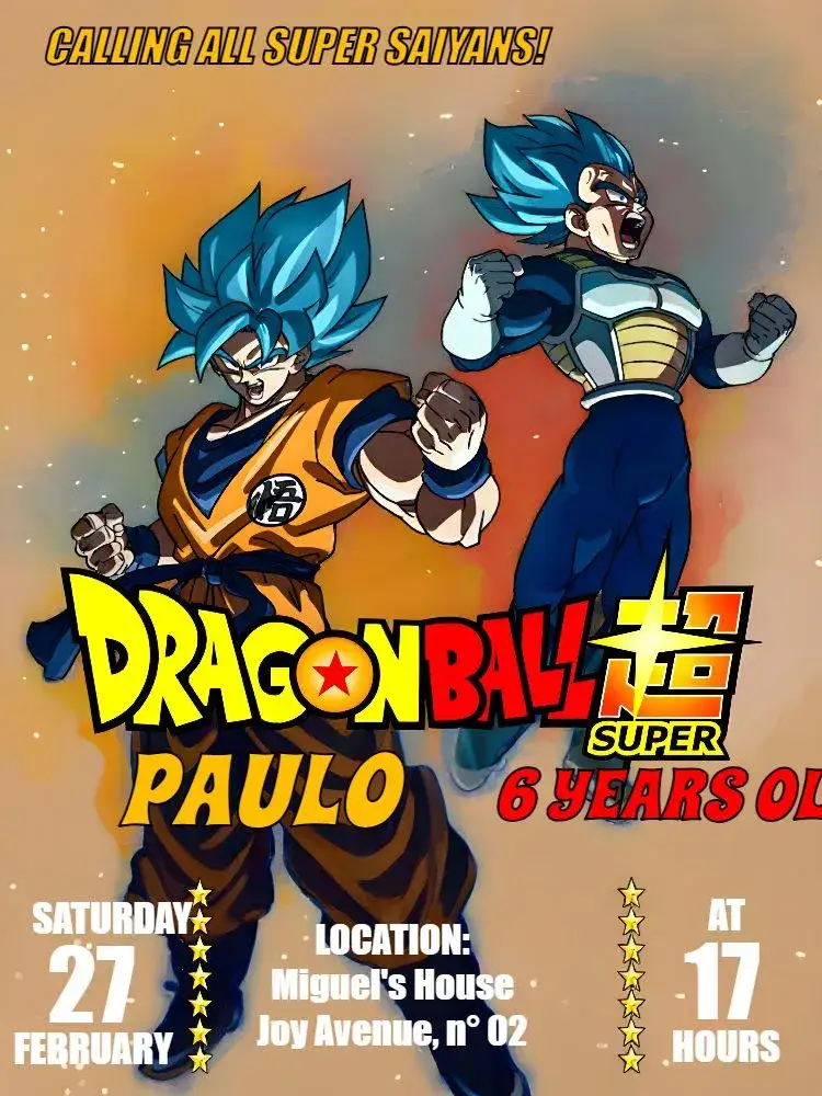 Invitation Dragon Ball Super Logo – Most searched for theme modern, themed, colorful, fun, anime, youthful
