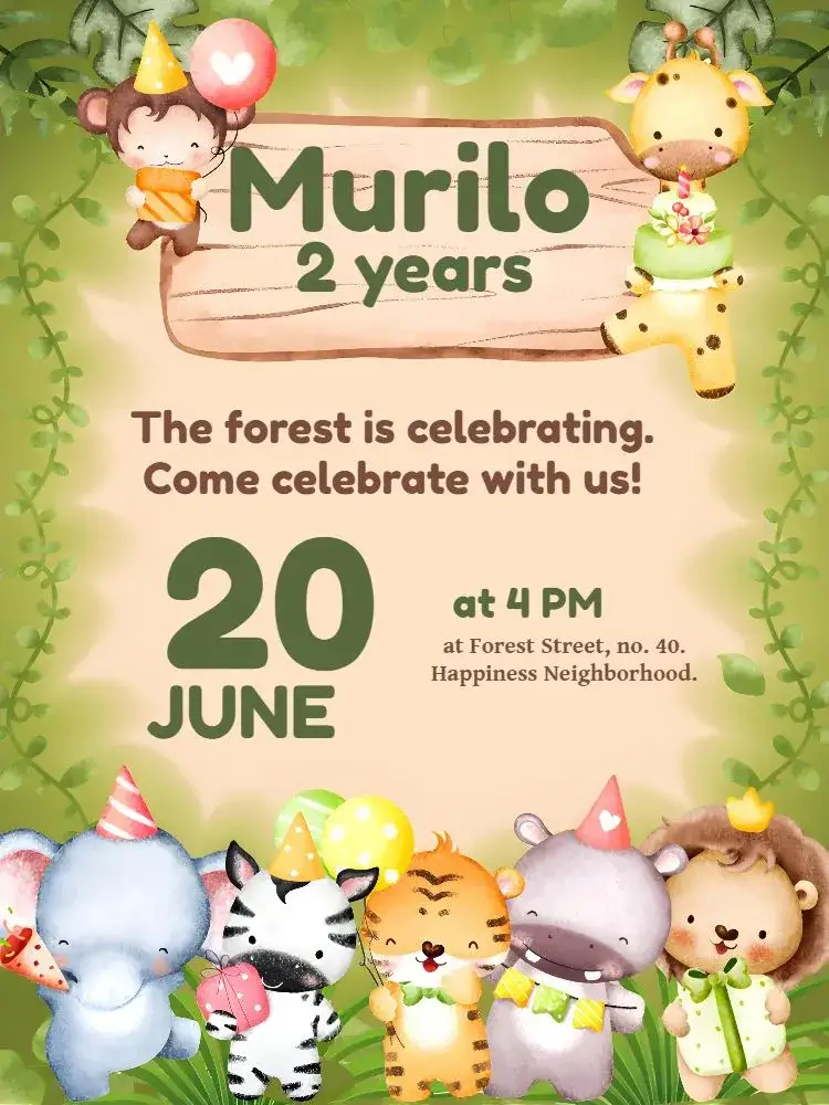 Invitation Safari Lion – Most searched for theme jungle, animals, vibrant colors, fun, adventure
