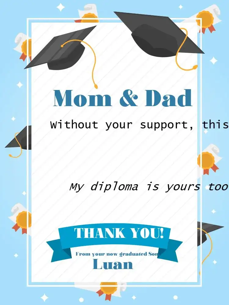 Blue Playful Graduation Celebration Card