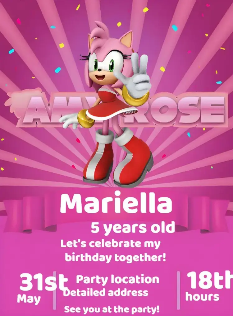 Amy Rose Sonic invitation