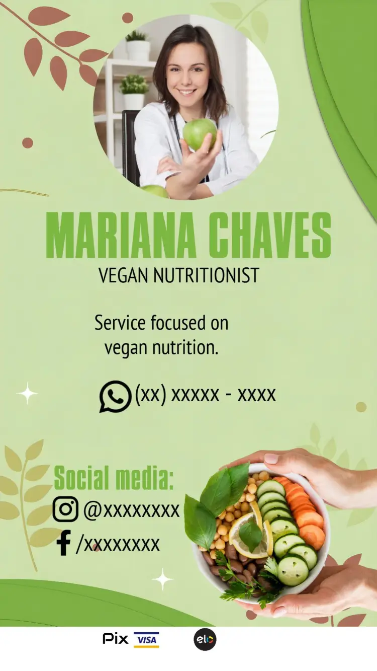 Nutritionist Vegan Business Card Nutrition invitation