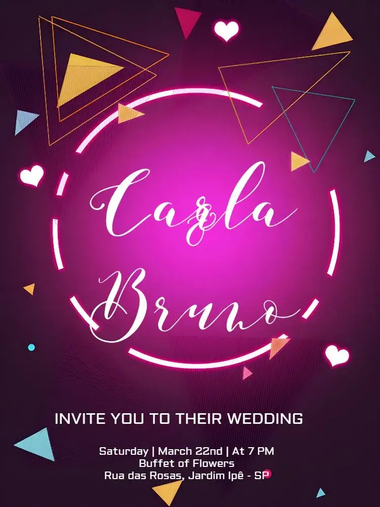 Neon Pink Wedding invitation