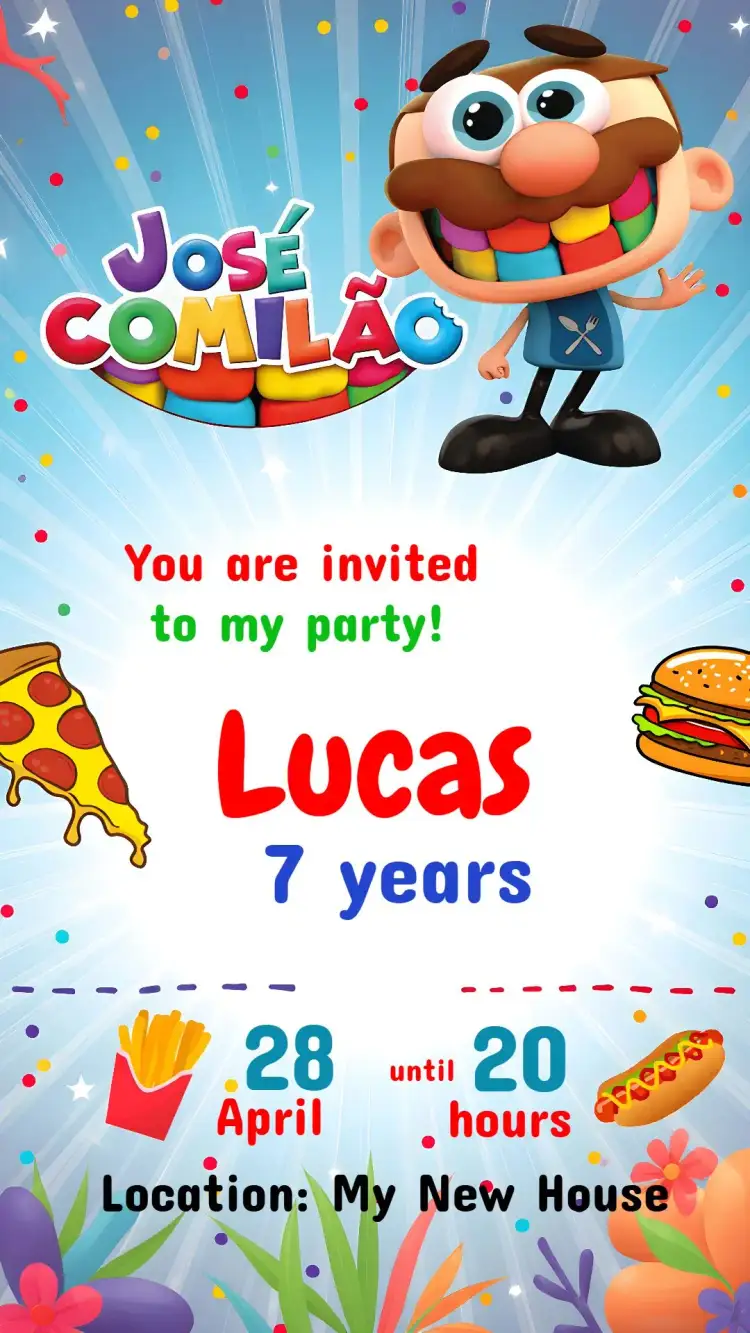 Invitation José Comilão Colorido – Most searched for theme colorful, childlike, fun, cheerful, modern