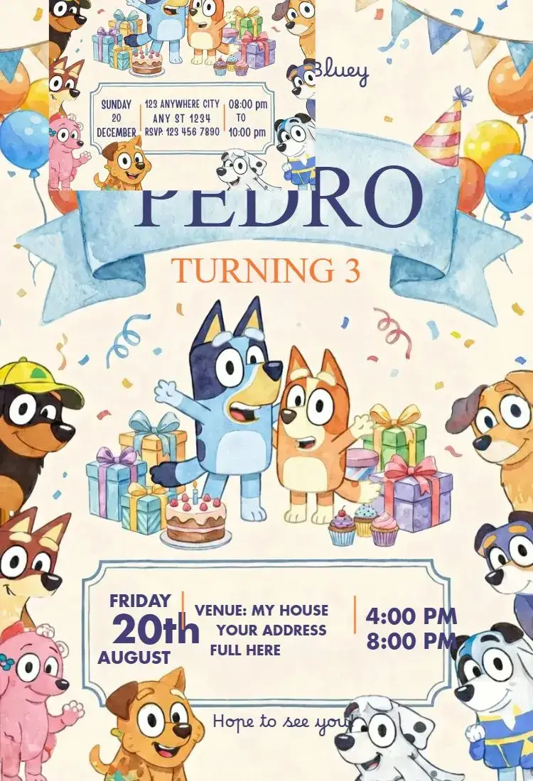 Invite Bluey boy 2 editable and customizable