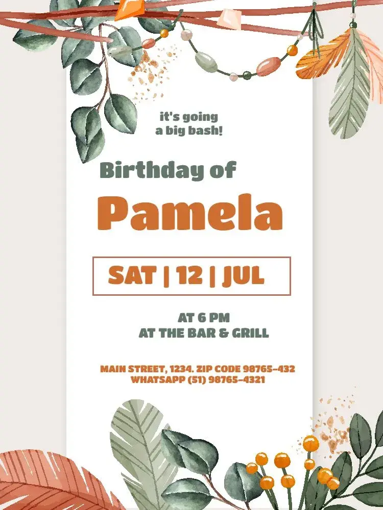 Adult Female Light Boho invitation